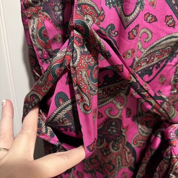Lauren Ralph Lauren Pink Paisley Shirt Dress Belted Size 14 - Picture 5 of 8